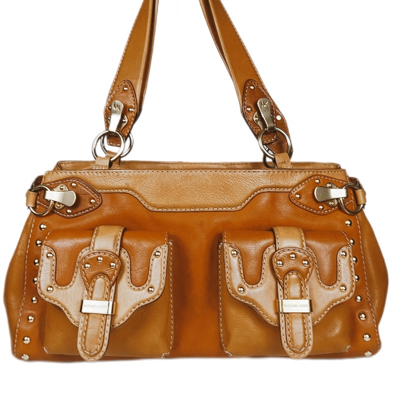 MICHAEL KORS Iconic Vintage Satchel w/Studs and Block Color Accents